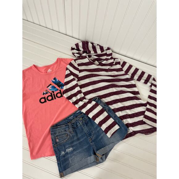 Abercrombie and Fitch Adidas & AG ED Denim Tee Hoodie Shorts Bundle Sz 13/14 YO - Picture 1 of 9